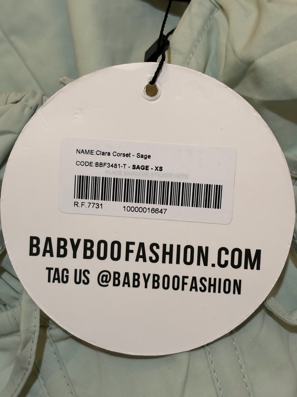 BABYBOO Clara Sage Green Corset Top XS NWT - Picture 10 of 12
